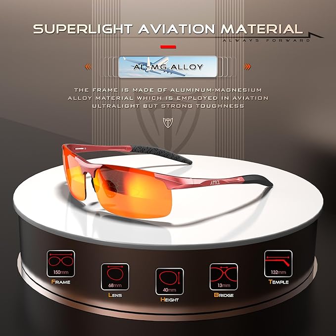 ATTCL Men's Sports Polarized Sunglasses Men for Driving running Fishing Golf - UV Protection Sun glasses Metal Frame-StrideForce Fitness