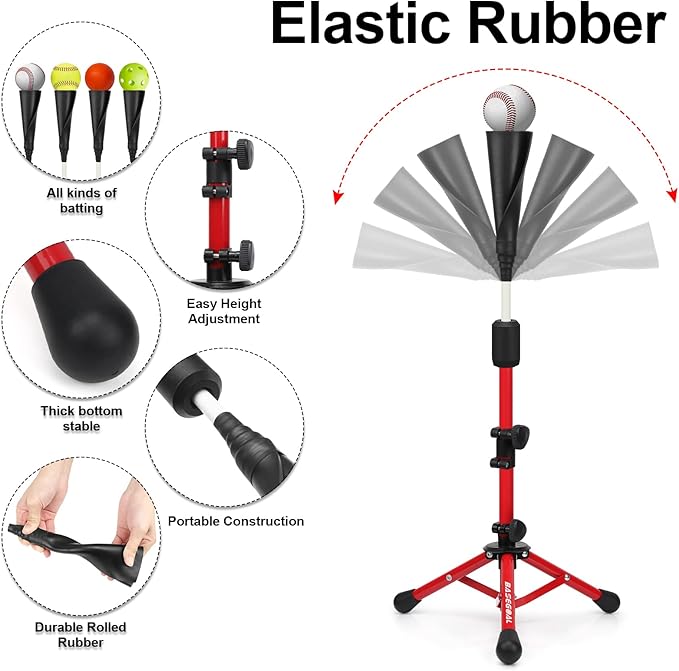 Baseball Tee for Kids,Youth Stand Set,Teeball Set,Youth Baseball,Softball Batting Tee Set,Easy Adjustable Height-StrideForce Fitness