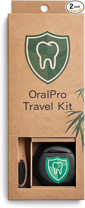 Eco-Friendly, TSA Approved Bamboo Toothbrush & Dental Floss Travel Kit – Natural Bamboo Handle, Soft Bristles, Mint Charcoal Floss, Vegan & BPA-Free, Zero Waste Sustainable Oral Care Set