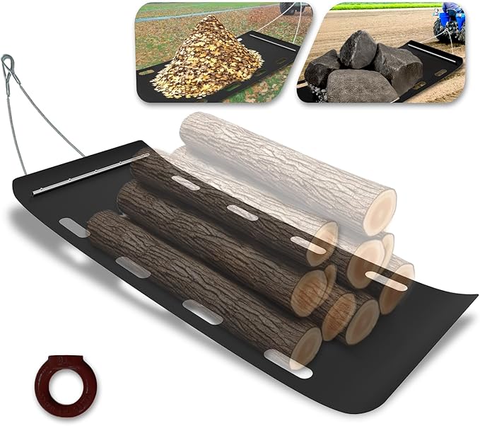 Yard Drag Sled, 1/8" Thickened HDPE, Upgraded Heavy Yard Drag Sled, Suitable for Hauling Various Heavy Items,Yard Debris,Lumber, Construction Materials-StrideForce Fitness