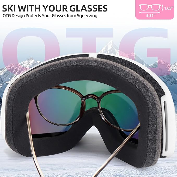 Freela Ski Goggles OTG Men Women, Over Glasses Snow Snowboard Sports Goggles for Adult Youth 100% UV400 Protection Anti Fog-StrideForce Fitness