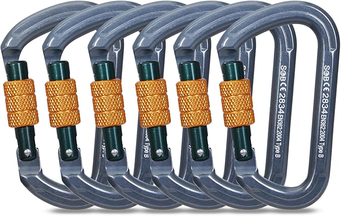 SOB Auto Locking Climbing Carabiner Clips,Heavy Duty Asymmetrical Carabiner Connector Used for Rappelling Gear Rescue Outdoor Projects Dog Leash-StrideForce Fitness
