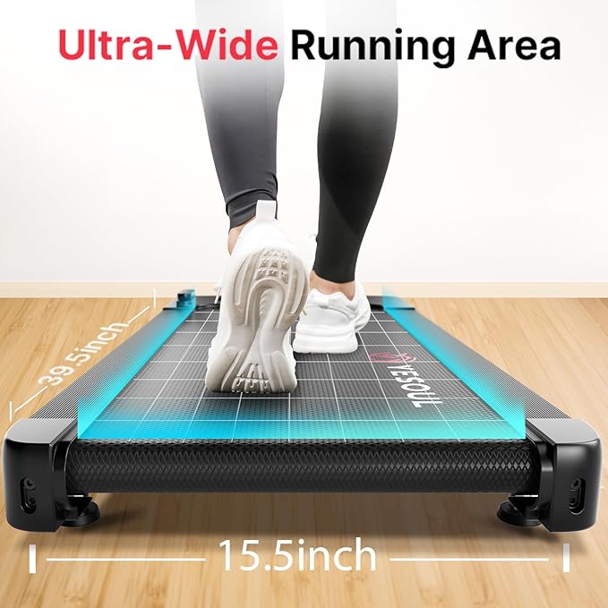 Yesoul Walking Pad Treadmill with 10% Auto Incline, Under Desk Treadmill for Home Walking, Hiking & Running, 300lbs Capacity, Smart App Scenic Routes & Live Classes, Remote & LED Display-StrideForce Fitness