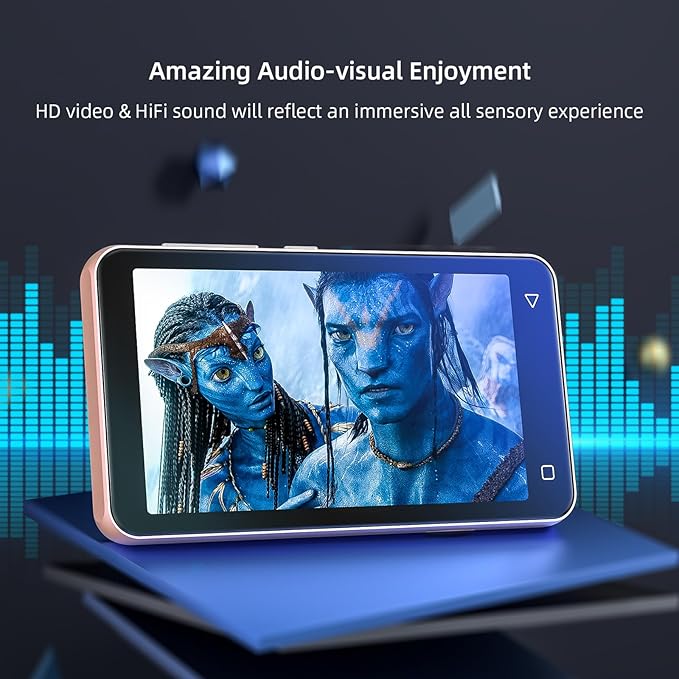 80GB MP3 Player with Bluetooth and WiFi, MP4 MP3 Player with Spotify,Spotify Kids,4" Music Player with Pandora, Audible,Music Player with Speaker (Pink_White)-StrideForce Fitness