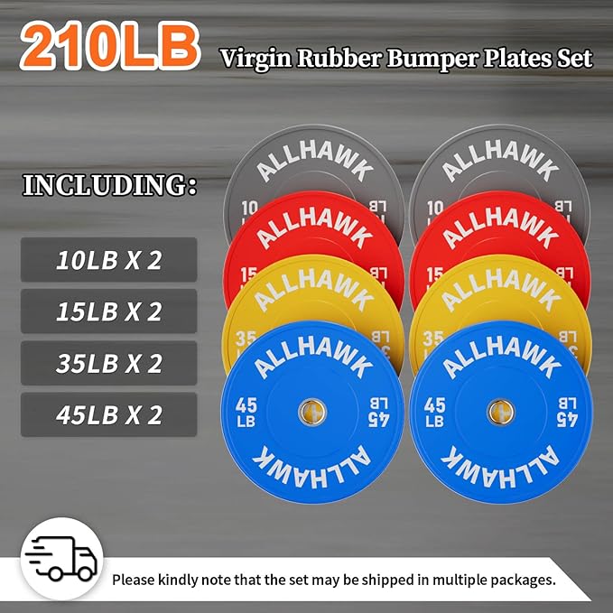 Colored Olympic Weight Plates, 2-inch Rubber Bumper Plate Set for Home Gym Barbell Weight Lifting and Strength Training-StrideForce Fitness