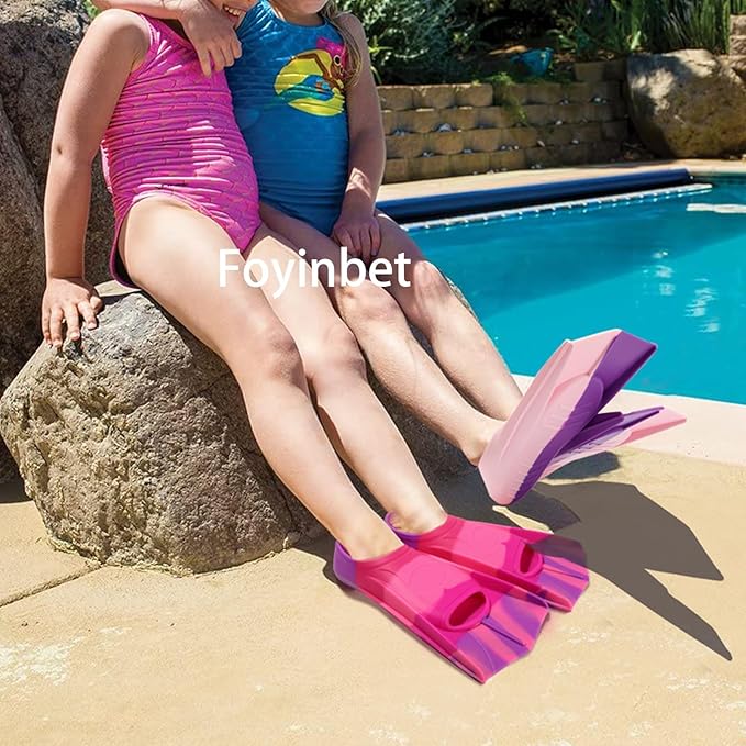 Kids Swim Fins,Short Kids Fins Youth Swimming Flippers for Lap Swimming Training for Children Girls Boys Beginners-StrideForce Fitness