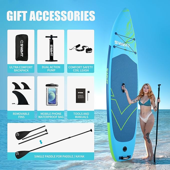 Inflatable Stand Up Paddle Board – Durable SUP for Adults & Youth,33" Wide Blow Up Paddle Board with Paddle, Pump, Backpack,Leash – All Around Stable for All Skill Levels, Carries up to 450 lbs-StrideForce Fitness