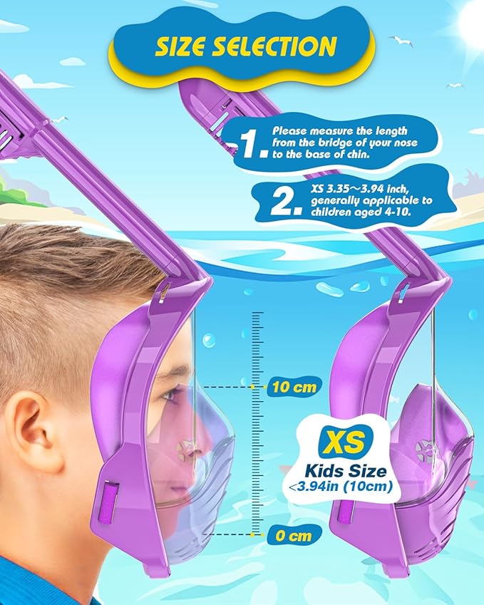 QingSong Kids Snorkel Mask Full Face, Snorkeling Set with Camera Mount, Foldable 180 Degree Panoramic View Snorkeling Gear Anti-Fog Anti-Leak-StrideForce Fitness