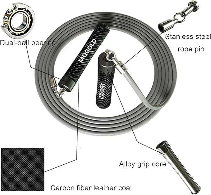 1lb Weighted Jump Ropes for Women & Men with 1/2 Pound Jump Rope Cable & Thicker Leather Jump Rope Weighted Handles, Best for Fitness, High-Intensity Strength Workouts-StrideForce Fitness