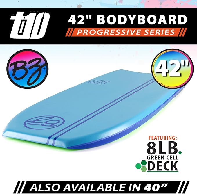BZ BodyBoards - T-10 Progressive Series Bodyboard - HDPE Slick - Crescent Tail - PHUZION Core - 8lb Deck-StrideForce Fitness