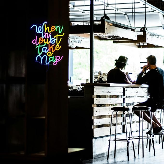 Dimmable When In Doubt Take A Nap Neon Sign USB Powered Colourful Neon Light for Wall Decor Funny Letters Led Light Up Sign for Study Room Office Bedroom Home Classroom Neon Decor-StrideForce Fitness