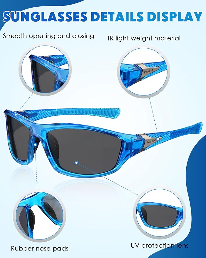 Frienda 6 Pack Polarized Sport Sunglasses for Men Multipack Fit over Glasses Pack Lot Set Men's Sport Fishing Eyeglasses-StrideForce Fitness