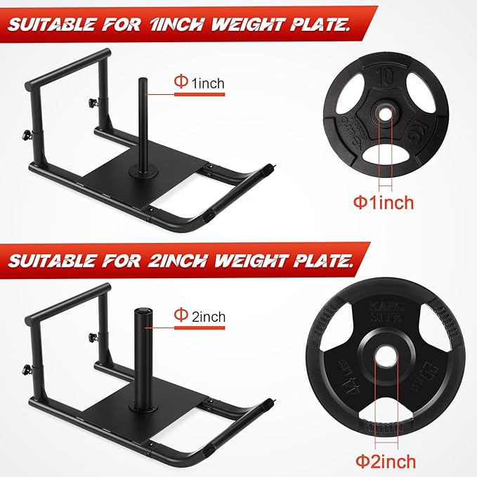 GADFISH Medium-Sized Weight Sled, Adjustable Height Workout Fitness Sled for Speed Training, Push and Pull Sleds for Exercise, Suitable for 1" & 2" Weight Plate, Applicable to Multiple Scenarios-StrideForce Fitness