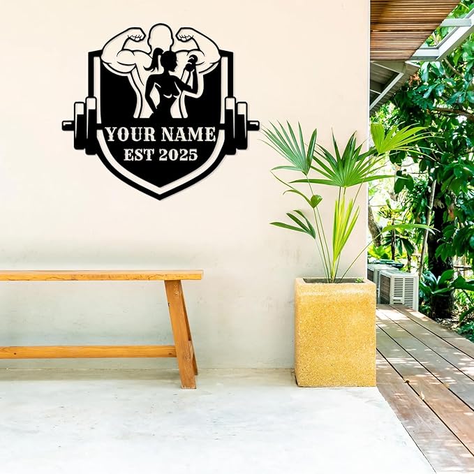 Customized Metal Gym Name Sign, Personalized Sports Room Wall Art,Metal Gym Sign,Unique Fitness Wall Sign, Gym Lovers Unique Gift, Gym Wall Art,Training Center Sign (Style-9)-StrideForce Fitness