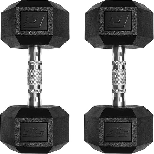 RitFit 5-650 LBS PVC Encased Hex Dumbbell Sets with Optional Rack for Home Gym, Hand weight with Chrome Handle for Strength Training, Workouts-StrideForce Fitness