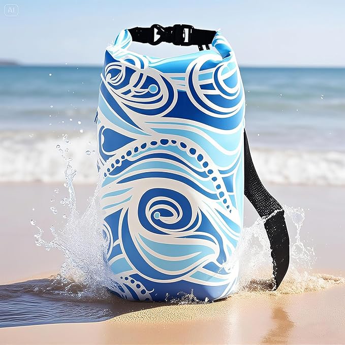 Dry Bag Waterproof,5L Roll Top Backpack Floating Dry Bag for Kayaking Boating Swimming Hiking Camping Outdoor Activities,Blue Sky-StrideForce Fitness