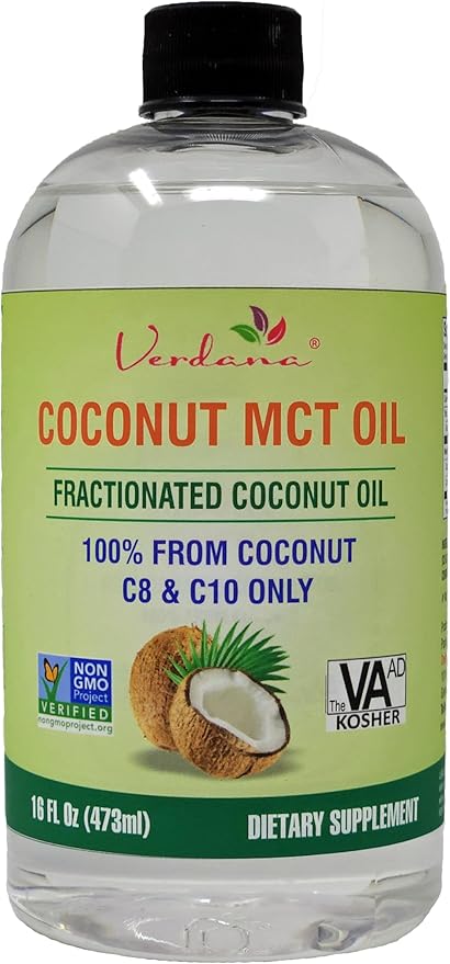 Verdana Food Grade MCT Oil 16 oz – for Keto Coffee, Unflavored Natural Oil Pulling Mouthwash & Massage - 100% Coconut Derived Fractionated – Medium Chain Triglycerides C8 C10 –Non-GMO, Kosher