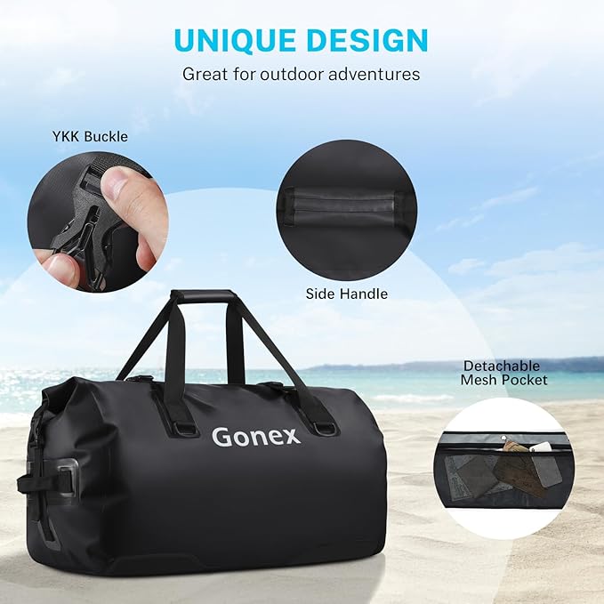 Gonex 40L 60L 80L Extra Large Waterproof Duffle Travel Dry Duffel Bag Heavy Duty Bag with Durable Straps & Handles for Kayaking Paddleboarding Boating Rafting Fishing-StrideForce Fitness