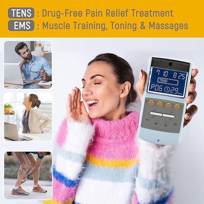 iStim TENS EMS Muscle Stimulator, EV-906 for Pain Relief and Muscle Strengthening, Japanese Gelled Electrodes Included-StrideForce Fitness