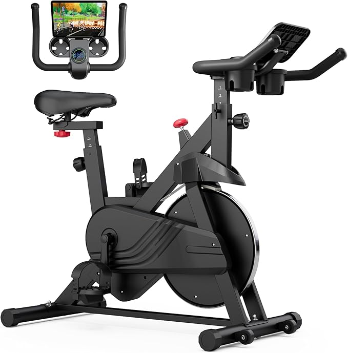 Superun Exercise Bike, Stationary Bikes for Home Gym with 32-Level Magnetic Resistance, 300LBS Capacity Indoor Cycling Bike with Comfortable Seat, LED Display-StrideForce Fitness