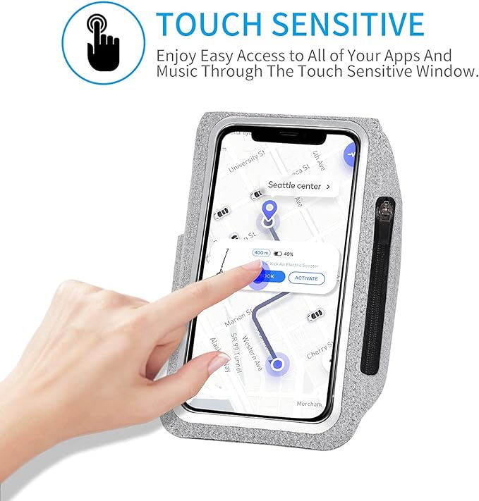 Running Armband with Earphone Bag Cell Phone Armband for iPhone 16 15 Pro 14 Plus 13 11 XR XS, Galaxy S24/S10 Water Resistant Sports Phone Holder Case & Zipper Slot Car Key Holder for 6.7 inch Phone-StrideForce Fitness