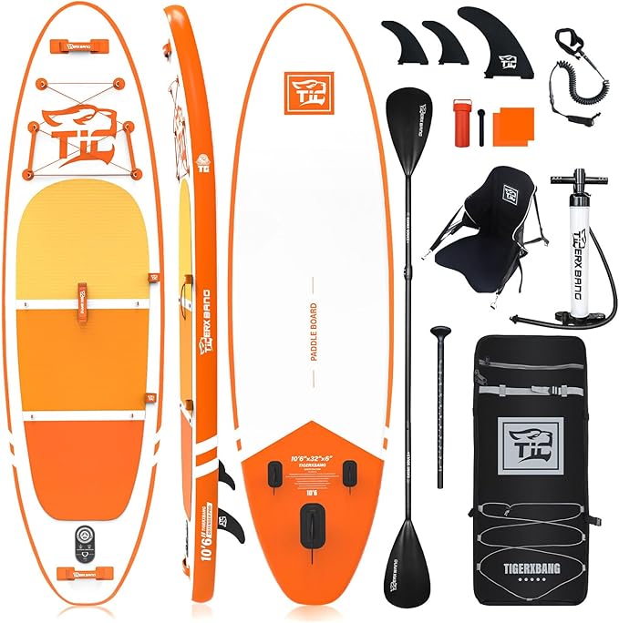 Inflatable Paddle Board with Premium SUP Board Accessories, Allround Paddle Boards for Adults/Kids,Stand Up Paddle Board Defender Collection-StrideForce Fitness