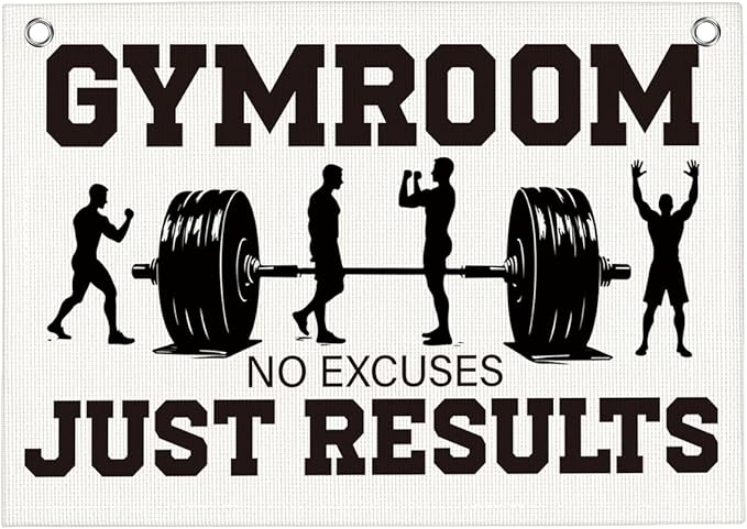 Gym Room No Excuses Just Results Gym Motivational Wall Art Banner Dorm Posters Gifts for Guys Men Women Gym Flag Decor for Home Gym Bedroom Workout Room 30x20 Inchs-StrideForce Fitness