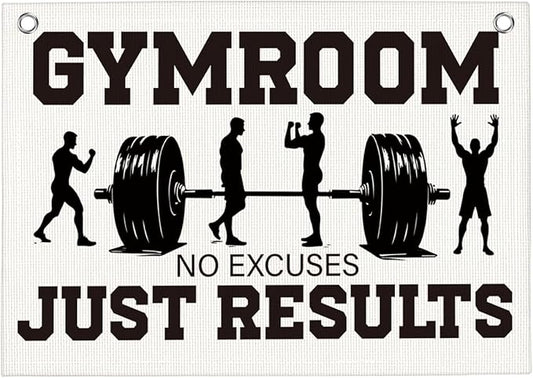 Gym Room No Excuses Just Results Gym Motivational Wall Art Banner Dorm Posters Gifts for Guys Men Women Gym Flag Decor for Home Gym Bedroom Workout Room 30x20 Inchs-StrideForce Fitness