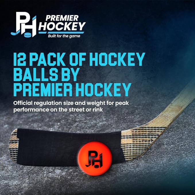 Premier Sports - 12-Pack All-Weather Street Hockey Balls – Durable, Low-Bounce, High-Visibility Balls with Reusable Storage Bag – Premier Regulation Size-StrideForce Fitness
