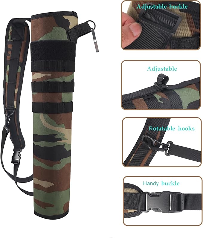 KRATARC Archery Lightweight Back Arrow Quiver Dual Use Foldable Compact Hip Arrows Bag with Molle System Hanged for Target Shooting-StrideForce Fitness
