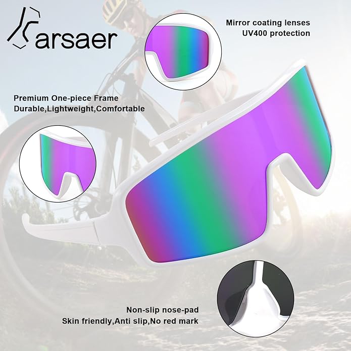 Karsaer Vision Sports Sunglasses Cycling Glasses Baseball Softball Sunglasses Unisex for Adult Youth Kids Boys Girls 8-16-StrideForce Fitness