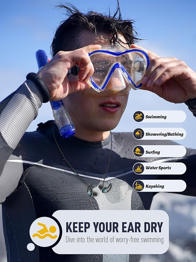 Ear Plugs for Swimming Surfing with Lanyard, Block Out Water Let Sound in, Reusable Comfy Custom-fit Swim Waterproof earplugs Men Women for Swimmer Shower Pool Bath Water Sports-StrideForce Fitness