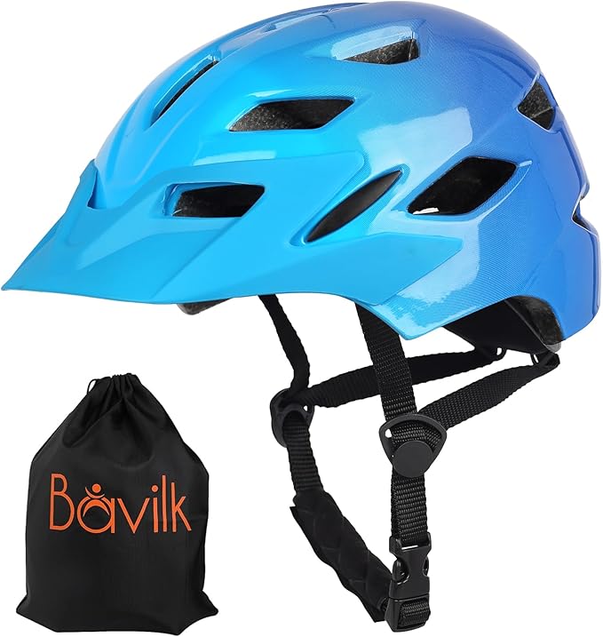 Kids Bike Helmet,Bavilk Kids Boys Girls Bike Helmets with LED Light Detachable Visor Children Youth Teen Multi-Sport for Skating Cycling Scooter Skateboard Adjustable & Lightweight 19.7"-22.4"-StrideForce Fitness