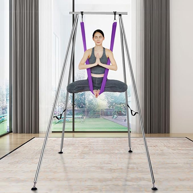 VEVOR Aerial Yoga Frame, 9.67 ft Height Swing Stand, Max 551.15 lbs Load Chrome-Plated Steel Pipe Inversion Yoga Rig for Indoor Outdoor Use-StrideForce Fitness