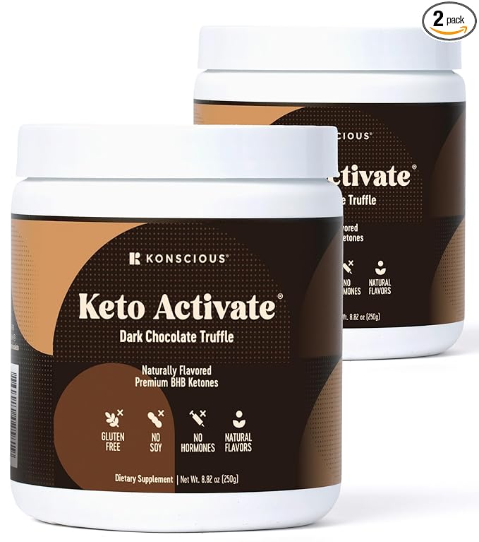 Dark Chocolate Truffle Exogenous Ketones Drink 2 Pack: Pure Keto Shake Powder with Chocolate Ketones | Jumpstart Ketosis & Boost Energy with Natural Ketones Supplements by Konscious Keto-StrideForce Fitness