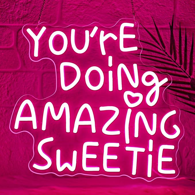 You're Doing Amazing Sweetie Neon Sign,Pink Led Neon Signs for Wall Decor,Dimmable Inspirational Letter Neon Lights USB Amazing Light Up Signs for Bedroom Classroom Party,Gift for Boys Girls-StrideForce Fitness