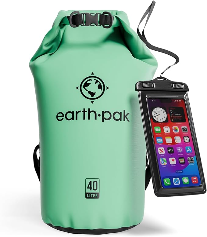 Earth Pak Waterproof Dry Bag - Roll Top Waterproof Backpack Sack Keeps Gear Dry for Kayak with Waterproof Phone Case-StrideForce Fitness