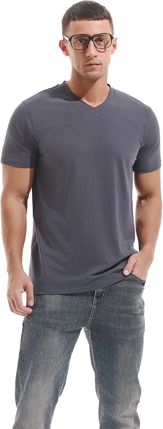 VEIISAR Premium V Neck T Shirts for Men - Modern Fitted Tees Vneck Undershirts-StrideForce Fitness