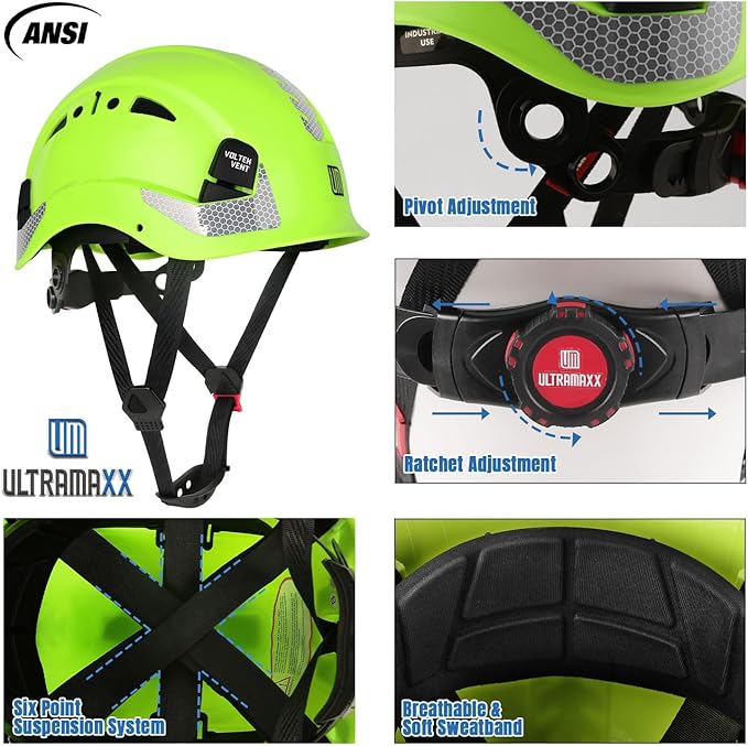 Safety Helmet Hard Hat, ANSI Z89.1 Approved Lightweight Vented Work Helmet, 6-Point Adjustable Ratchet Suspension Hardhat Ideal for Industrial and Construction-StrideForce Fitness