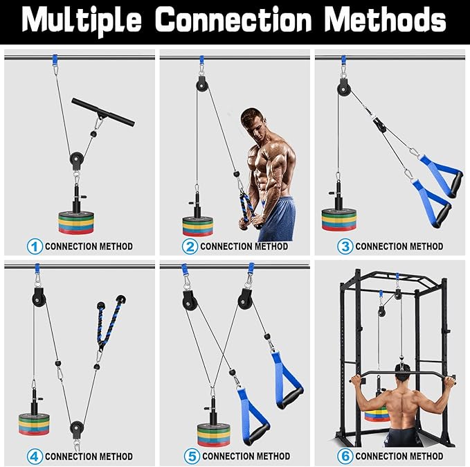 SERTT Weight Cable Pulley System Gym, Upgraded Cable Pulley Attachments for LAT Pull Down, Biceps Curl, Tricep, Arm Workouts - Home Gym Add On Equipment-StrideForce Fitness