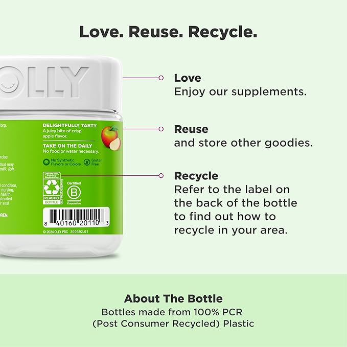 OLLY Metabolism Gummy Rings, Apple Cider Vinegar, Vitamin B12, Chromium, Energy and Digestive Health, Chewable Supplement, Apple Flavor - 30 Count-StrideForce Fitness