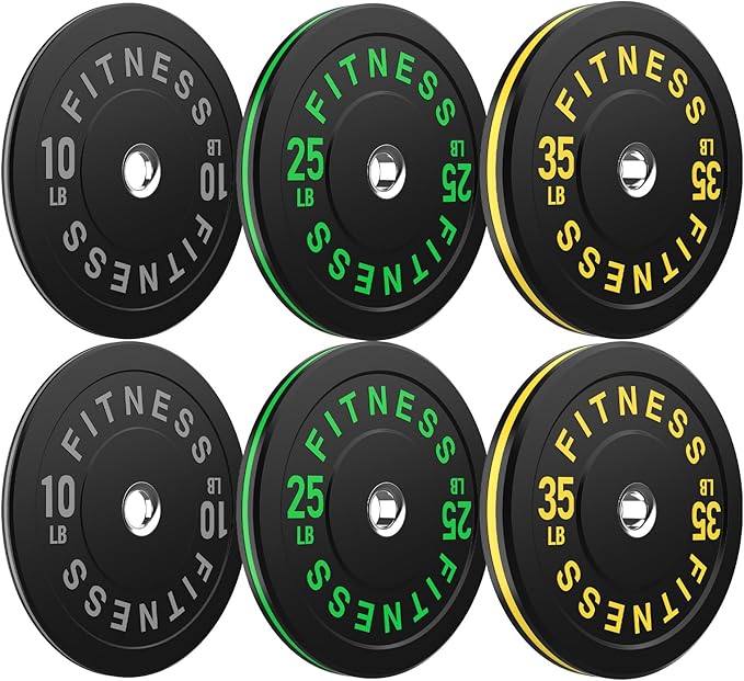 Bumper Plates 2 - Inch Olympic Weight Plate Set for Barbell, 10-55 lb Rubber Weights Sets for Home Gym, Strength Training Plate, Weight Lifting, Black-StrideForce Fitness