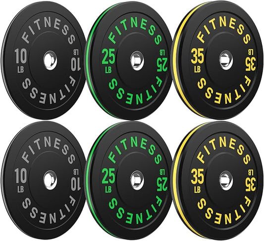 Bumper Plates 2 - Inch Olympic Weight Plate Set for Barbell, 10-55 lb Rubber Weights Sets for Home Gym, Strength Training Plate, Weight Lifting, Black-StrideForce Fitness