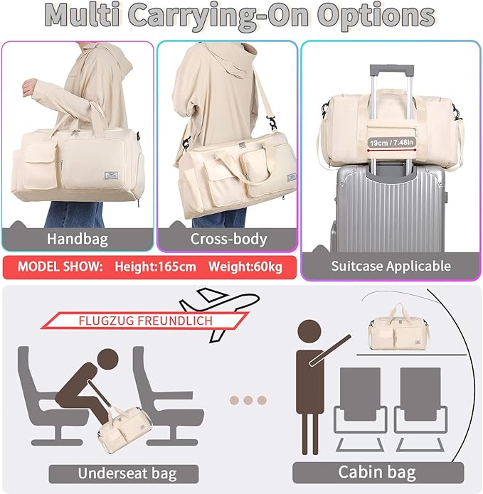 FIORETTO Women's Gym Duffle Bag with Shoes Compartment, 37L Capacity, Ideal for Travel, Gym, Sports, Duffel, Weekender-StrideForce Fitness