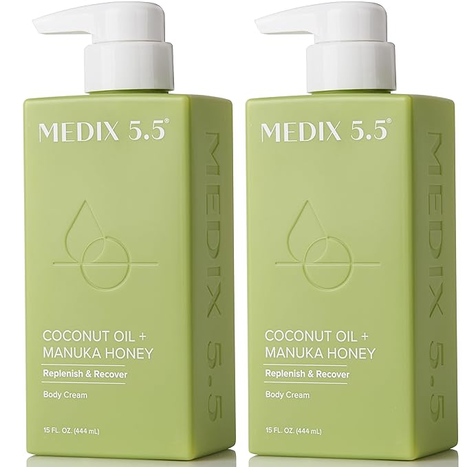 MEDIX 5.5 Coconut Oil Lotion W/ Manuka Honey Cream Skin Care Face Moisturizer & Body Cream | Firming Coconut Oil For Skin Minimizes Look Of Dry Skin, Cellulite, Stretch Marks, & Wrinkles, 2-Pack-StrideForce Fitness