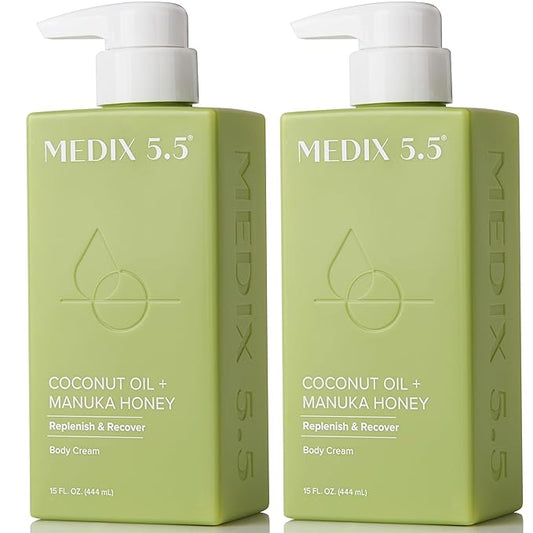 MEDIX 5.5 Coconut Oil Lotion W/ Manuka Honey Cream Skin Care Face Moisturizer & Body Cream | Firming Coconut Oil For Skin Minimizes Look Of Dry Skin, Cellulite, Stretch Marks, & Wrinkles, 2-Pack-StrideForce Fitness