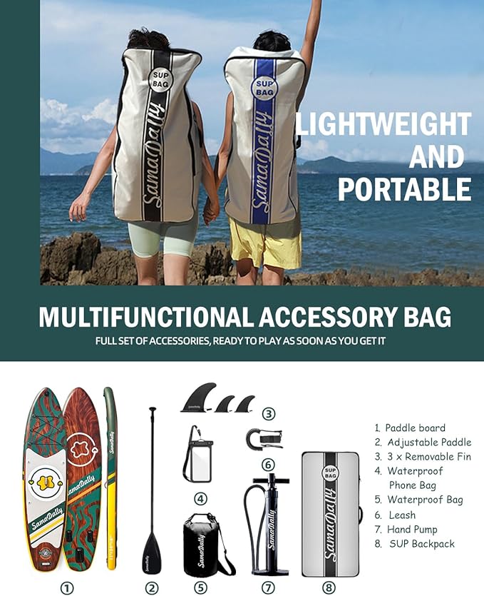 11'Stand Up Paddle Boards Surf Control with Premium SUP Board Accessories Backpack & Removable Fins, 34" Wide Inflatable Paddle Boards of All Skill Levels-StrideForce Fitness
