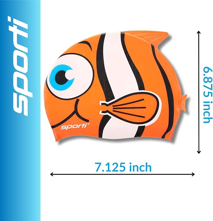 Sporti Silicone Swim Cap for Kids, Unisex Youth Swimming Cap, Protection Bathing Caps for Your Children, Aged 2-10-StrideForce Fitness