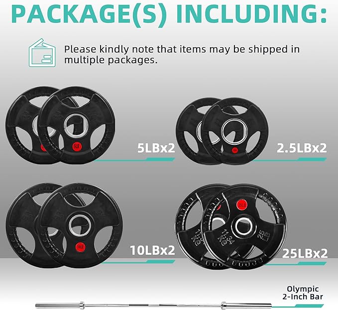 Olympic Cast Iron 2-Inch Weight Plates for Strength Training & Weightlifting, 255 Pounds Set, Multiple Packages-StrideForce Fitness