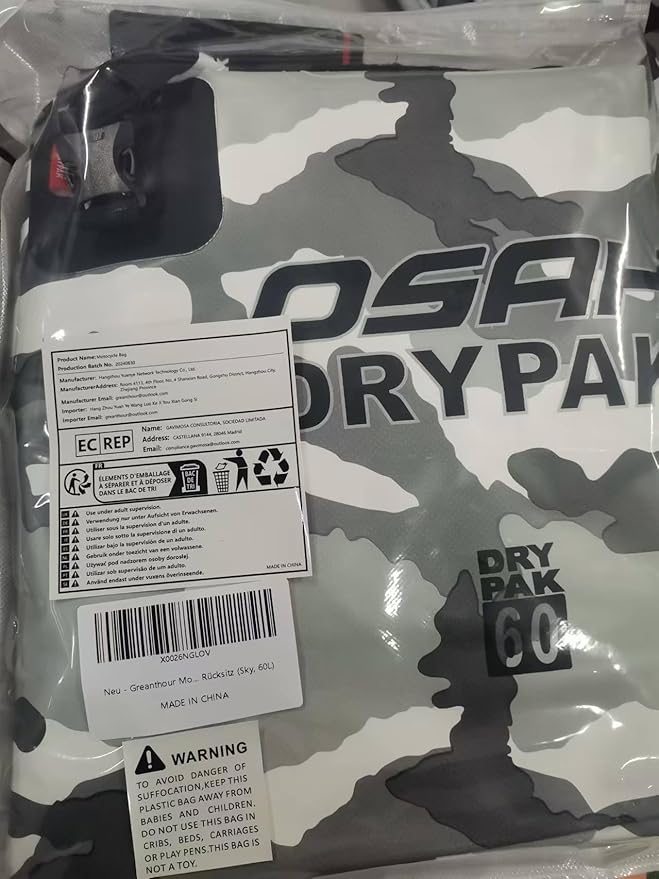 Waterproof Duffel& Luggage Bag - Motorcycle Dry Bag Tail Saddle Bags with Roll Top Closure,Large Storage Space,for Camping, Kayaking, Fishing & Traveling(Sky, 60L)-StrideForce Fitness